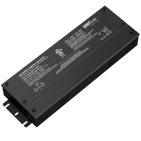 EMITEVER 288W Dimmable LED Driver, 24V DC 3-Channel 5-in-1 Transformer, IP67 Waterproof Power Supply for LED Strip Lights, Compatible with Lutron & Leviton Dimmer Switch