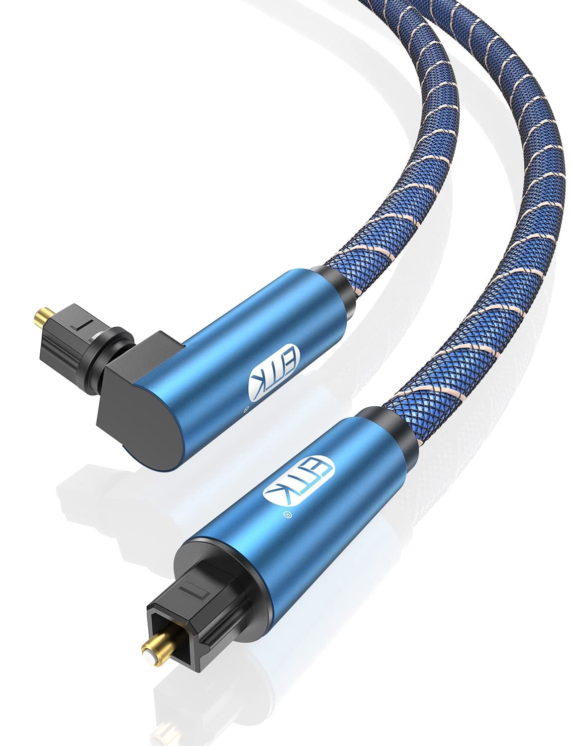 EMK 90 Degree Right Angle Optical Audio Cable, 360 Rotatable Toslink ...