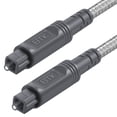 thumbnail image 1 of EMK Digital Optical Audio Cable, Cotton Braided Toslink Cord for Home Theater, Soundbar, TV & Gaming Console (3.3ft/1m, Gray), 1 of 7