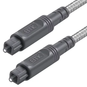 EMK Digital Optical Audio Cable, Cotton Braided Toslink Cord for Home Theater, Soundbar, TV & Gaming Console (16ft/5m, Gray)