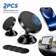 EMLIMNY 2 Pack Magnetic Phone Mount, Strong Magnet with 4 Metal Plate, Car Magnetic Phone Holder, 360° Rotation Universal Dashboard Car Mount Fits for iPhone Samsung Most Cell Phones