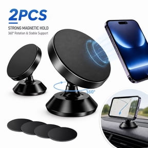 EMLIMNY 2 Pack Magnetic Phone Mount, Strong Magnet with 4 Metal Plate, Car Magnetic Phone Holder, 360 Rotation Universal Dashboard Car Mount Fits for iPhone Samsung Most Cell Phones