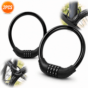 EMLIMNY Bike Lock Cable, Bike Cable Locks Heavy Duty Anti Theft, 2 Pcs Security 4 Digit Resettable Combination Portable Bike Cable Lock, Black