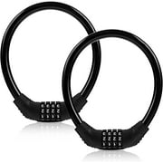 EMLIMNY Bike Lock Cable, Bike Cable Locks Heavy Duty Anti Theft, 2 Pcs Security 4 Digit Resettable Combination Portable Bike Cable Lock, Black