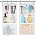 thumbnail image 1 of EMLTHORY 2Ppack Mesh Shower Caddy Hanging Organizer,Shower Curtain Liner Pockets Hanging Shower Organizer with Pockets Quick Dry Cruise RV Camper Bathroom Organizer with Shower Curtain Hooks, 1 of 7