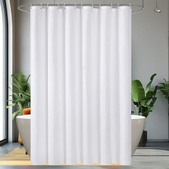 EMLTHORY Long Shower Curtain Liner 72 x 78 inch,Fabric White Shower Curtain Washable Waterproof Shower Curtains for 78 inches Long Length