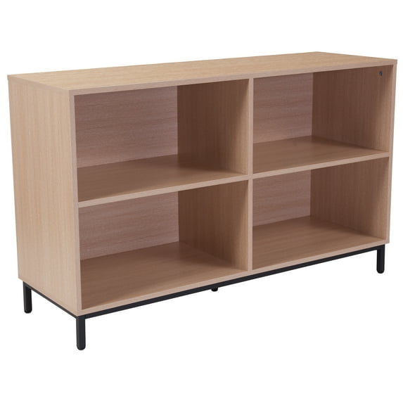 EMMA+OLIVER 4 Shelf Open Bookcase Storage, Particleboard/Oak, 29.5", 60 lb