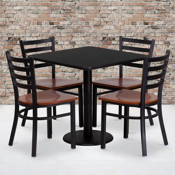 EMMA + OLIVER 5 Piece Traditional Laminate & Foam Dining Table Set, Black