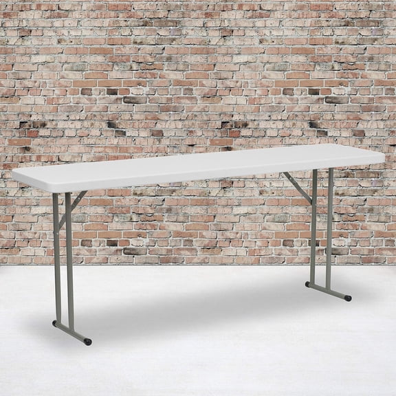 EMMA + OLIVER 6' Rectangular Plastic Folding Table, Long Plastic Foldable Table for Residential Indoor/Outdoor Events, White | Folding, Training and Event