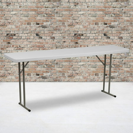 EMMA + OLIVER 6' Rectangular Plastic Folding Table, Long Plastic Foldable Table for Residential Indoor/Outdoor Events, White