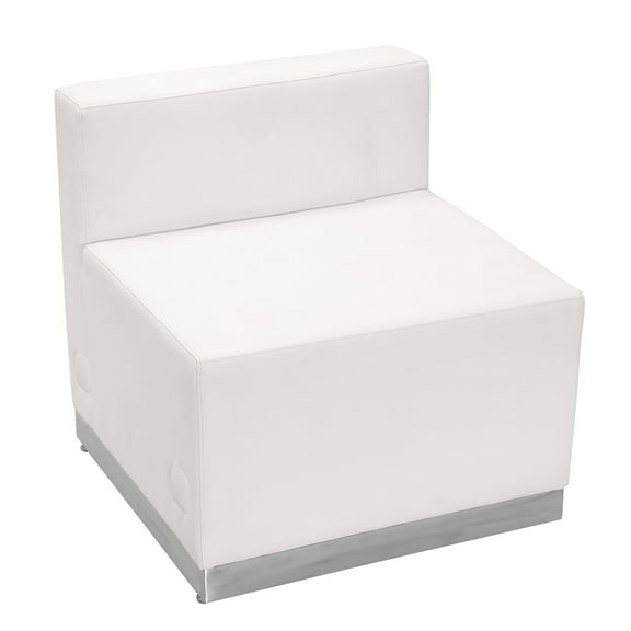 Emma + Oliver White LeatherSoft Chair with Brushed Stainless Steel Base