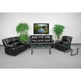 thumbnail image 1 of EMMA OLIVER Contemporary LeatherSoft Reclining Living Room Set Black, 1 of 4