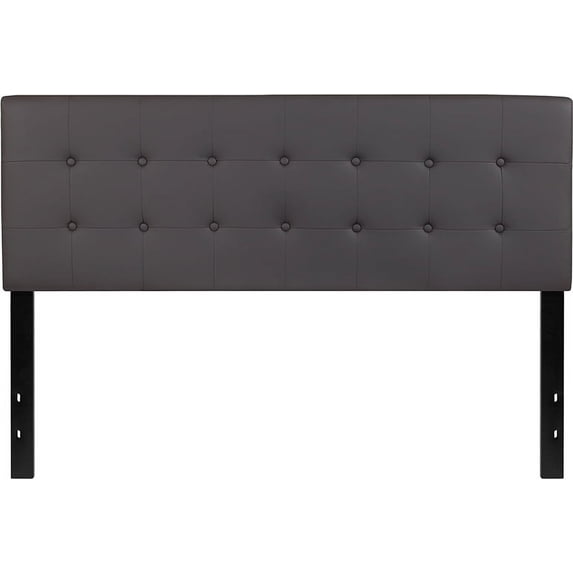 EMMA + OLIVER Contemporary Tufted Vinyl Headboard, Queen, Gray
