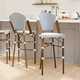 thumbnail image 1 of EMMA + OLIVER Patterned Seat High Stacking Bar Stool, Blue, 1 of 12