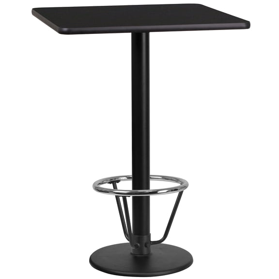 EMMA + OLIVER Scratch-Resistant/Foot Ring Pub Table, Black