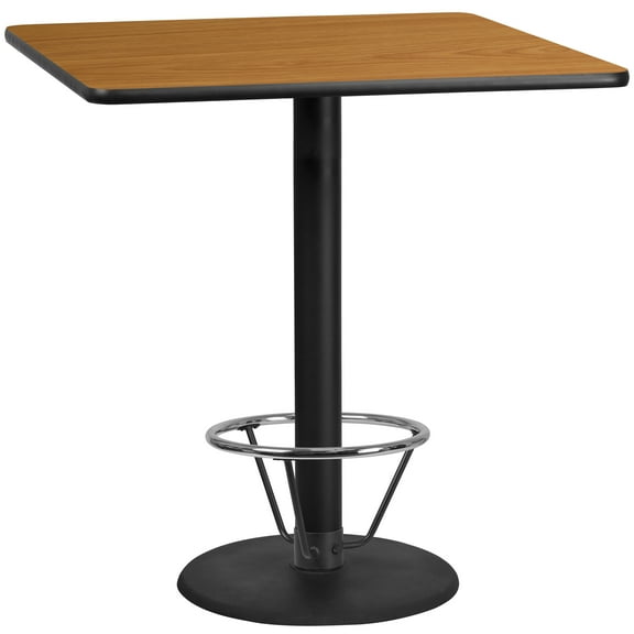 EMMA + OLIVER Scratch-Resistant/Foot Ring Pub Table, Natural