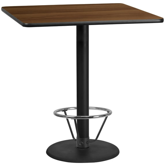 EMMA + OLIVER Scratch-Resistant/Foot Ring Pub Table, Walnut