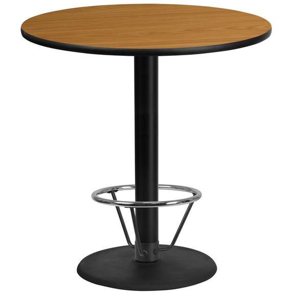 EMMA + OLIVER Scratch-Resistant/Foot Ring Round Pub Table, Natural