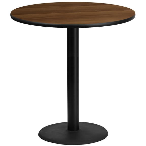 EMMA + OLIVER Scratch-Resistant Round Pub Table, Walnut
