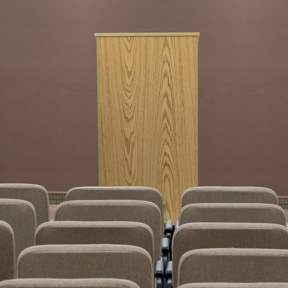 EMMA + OLIVER Stand-Up Wood Lectern in Oak