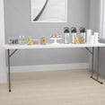 thumbnail image 1 of Emma + Oliver 6-Foot Rectangular White Plastic Folding Table with Locking Legs for Training or Seminars, 1 of 9
