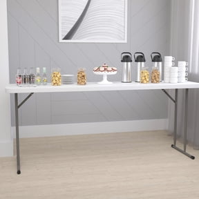 Emma + Oliver 6-Foot Rectangular White Plastic Folding Table with Locking Legs for Training or Seminars