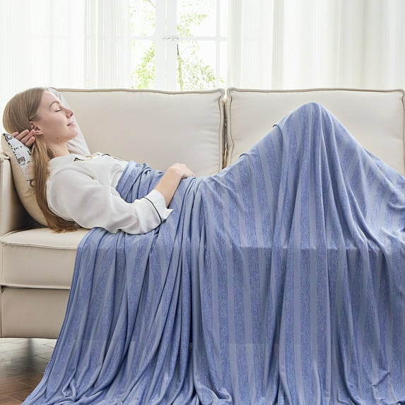 EMME Cooling Throw Blanket for Couch Bed Hot Flashes, Blue Twin(60"x 80")