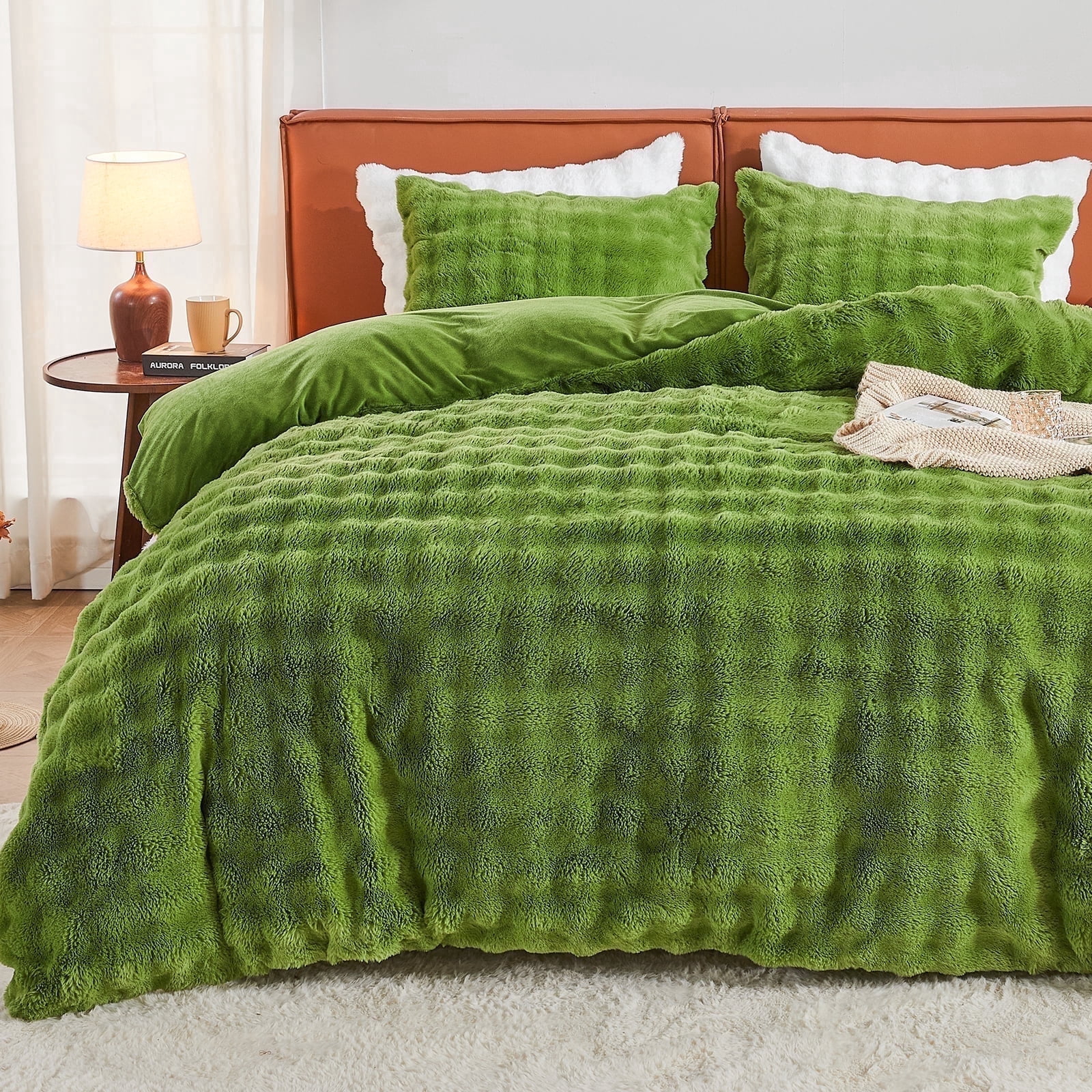 EMME Faux Fur Duvet Cover King Size, 3 Pcs Ultra Soft Fluffy Comforter ...