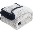 thumbnail image 1 of EMME Fuzzy Fleece Blanket Warm Large Queen Size Ultra Soft Sherpa Blanket Microfiber Cozy Blanket for Bed Couch Sofa Lightweight Reversible Thick Blanket (Navy, 90"x90"), 1 of 4