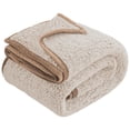 thumbnail image 1 of EMME Fuzzy Fleece Blanket Warm Large Queen Size Ultra Soft Sherpa Blanket Microfiber Cozy Blanket for Bed Couch Sofa Lightweight Reversible Thick Blanket (Tan, 50"x60"), 1 of 4