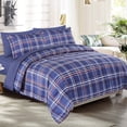 thumbnail image 1 of EMME 7-Pieces Blue Plaid Comforter Bedding Sets, Queen, 1 of 6