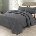thumbnail image 1 of EMME Queen Quilt Set Pre-Washed Microfiber Bedspread Lightweight Soft Grey Bed Coverlet Reversible Full Size Comforter Set 3-Piece Bedding Set for All Season Square Pattern(1 Quilt, 2 Pillow Shams), 1 of 6