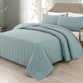 thumbnail image 1 of EMME Queen Quilt Set Soft Microfiber Bedspread Lightweight Reversible Bed Coverlet Full Size Comforter Sets for All Season 3 Piece Bedding Set(Square Pattern,Lake Blue), 1 of 6