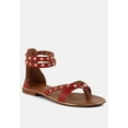 thumbnail image 1 of EMMETH Studs Embellished Red Flat Gladiator Sandals, 1 of 7