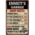 thumbnail image 1 of EMMETT'S Garage Shop Rates Sign Man Cave Decor Gift 8x12 Metal 108120010499, 1 of 1