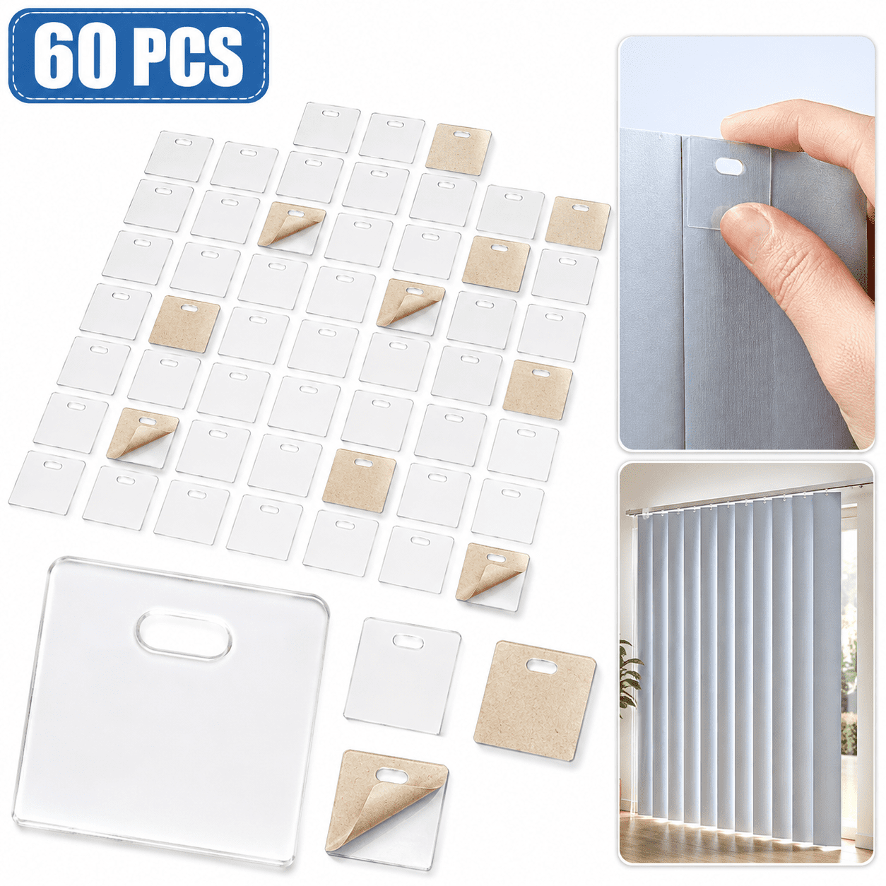 EMMILLY 60 PCS Vertical Blind Repair Tabs Kit Clear Fixer Verticle ...