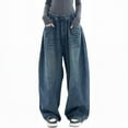 thumbnail image 1 of EMMIOL Women's High Rise Baggy Barrel Jeans Y2K Vintage Wide Leg Jeans with Elastic Waist Dark Wash Boyfriend Denim Pants, 1 of 8