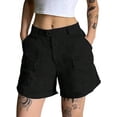 thumbnail image 1 of EMMIOL Women's Mid Waist Cargo Shorts Elastic Waist Casual Summer Cotton Shorts with Pockets, 1 of 6