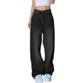 thumbnail image 1 of EMMIOL Women's Y2K Wide Leg Jeans Mid Rise Stretch Denim Pants 90s Vintage Baggy Boyfriend Relaxed Fit Jeans, 1 of 7