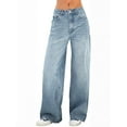 thumbnail image 1 of EMMIOL Women's Vintage Y2K Wide Leg Jeans 90s Baggy Boyfriend Style Denim Pants,Low Rise Loose Fit Jeans, 1 of 7