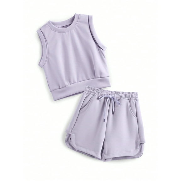 EMMIOL Girls 2 Piece Outfits 2026 Trendy Clothes Summer Cute Sleeveless Tops Shorts Clothing Sets