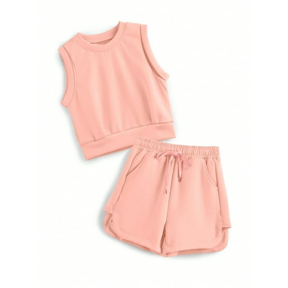 EMMIOL Girls 2 Piece Outfits 2026 Trendy Clothes Summer Cute Sleeveless Tops Shorts Clothing Sets