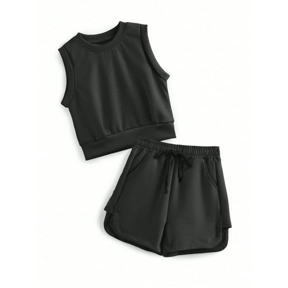 EMMIOL Girls 2 Piece Outfits 2026 Trendy Clothes Summer Cute Sleeveless Tops Shorts Clothing Sets