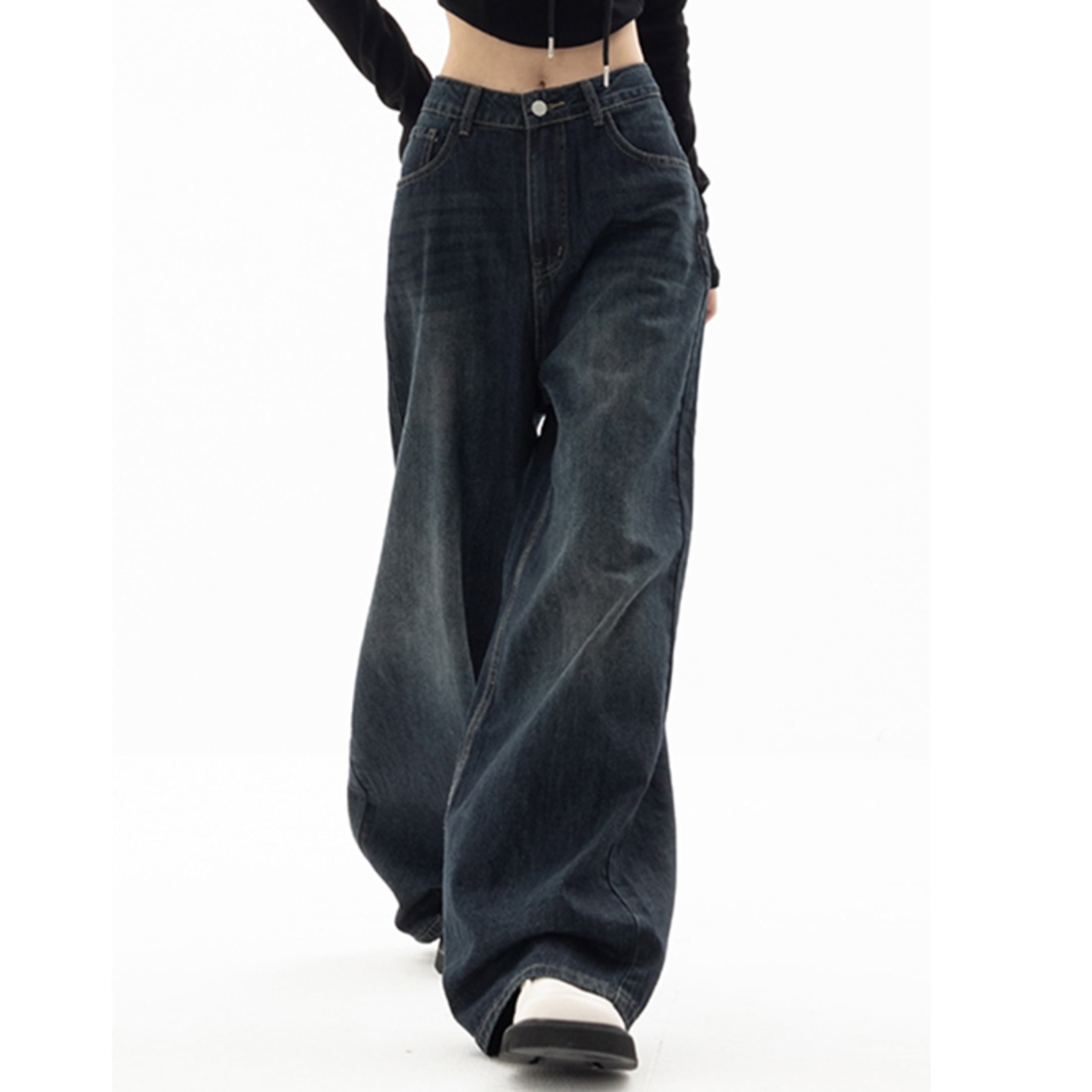Vintage Black Jeans Women High Waist Grunge Y2k 90s Vintage Black Jeans Women High Waist Grunge Y2k 90s