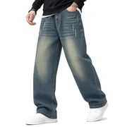 EMMIOL Mens Wide Leg Baggy Loose Fit Denim Jeans, Y2K Vintage Hip Hop 90s Streetwear