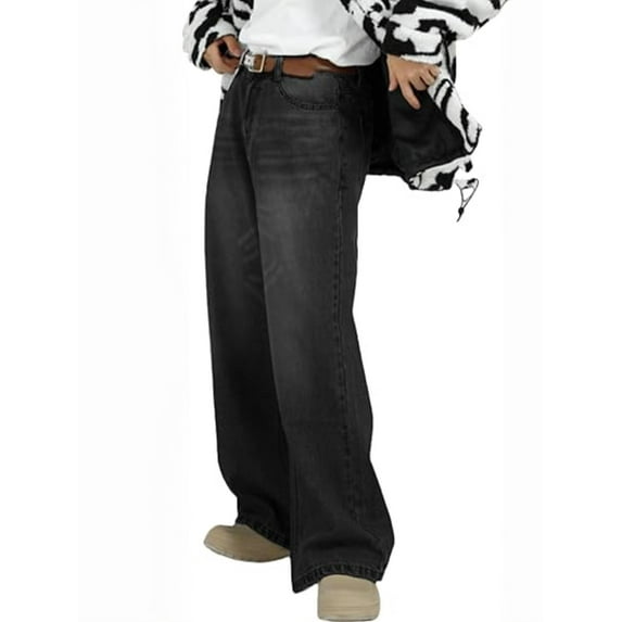 EMMIOL Men's Wide Leg Jeans Y2K Vintage Baggy Loose Fit Jeans Hip Hop Denim Pants 90s Streetwear