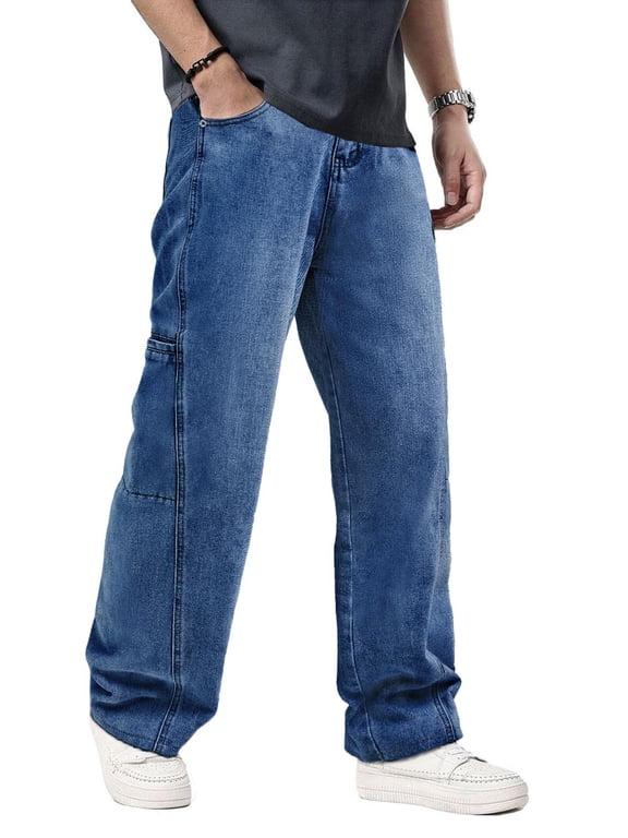 Men's Baggy Wide Leg Striped Skater Y2k Oversized Streetwear Denim Pants