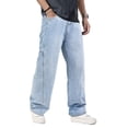 thumbnail image 1 of EMMIOL Men's Baggy Wide Leg Striped Skater Y2k Oversized Streetwear Denim Pants, 1 of 6