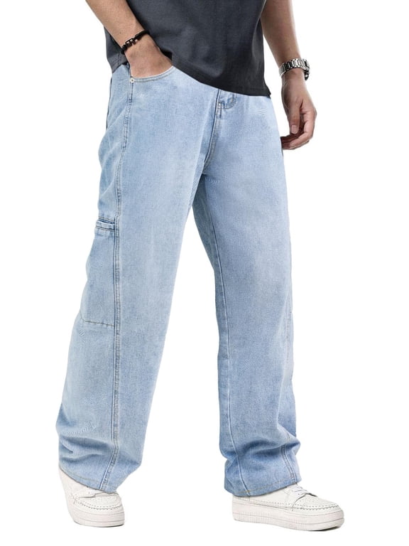 Men's Baggy Wide Leg Striped Skater Y2k Oversized Streetwear Denim Pants
