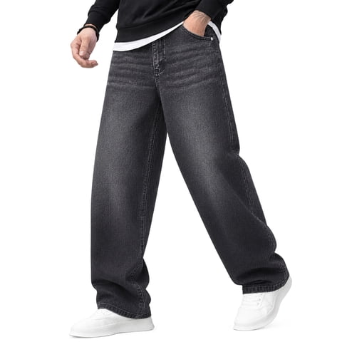 Men's Wide Leg Baggy Loose Fit Denim Jeans, Y2K Vintage Hip Hop 90s Streetwear